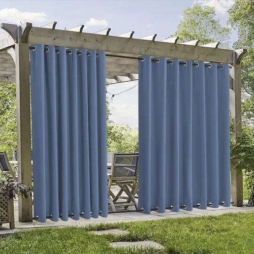 Vista 31 de RYB HOME Cortinas resistentes al viento para exteriores, cortinas opacas impermeables con aislamiento térmico para patio, porche, glorieta, pérgola