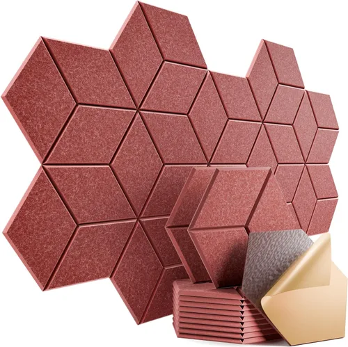 Vista 115 de Paquete de 12 paneles acústicos autoadhesivos de 12 x 10 x 0.4 pulgadas, paneles de espuma a prueba de sonido con alta densidad, elegante diseño