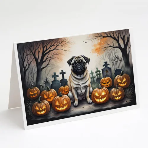 Vista 48 de Caroline's Treasures DAC2042GCA7P Golden Retriever - Tarjetas de felicitación y sobres de Halloween espeluznantes, paquete de 8 tarjetas en blanco
