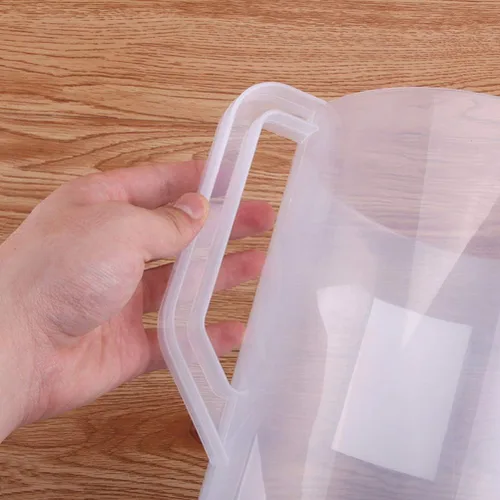 Vista 4 de Housoutil Hervidor de medición con escala de 2.5 L de plástico para bebidas con tapa, jarra de agua fría para jugo, té helado, leche, cerveza