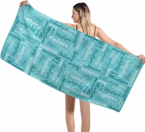 Vista 6 de Interestprint Toalla de piscina con nombre personalizado para niños, adultos y hombres, toalla de playa naranja personalizada con número