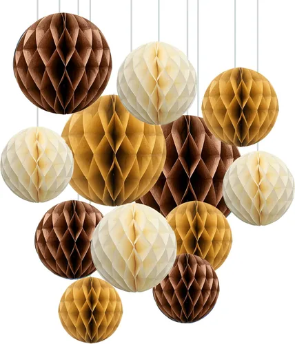 Vista 19 de ZOOYOO 12 bolas de panal de 6 pulgadas y 10 pulgadas para decoración de pompones de papel de seda colgantes para graduación, aniversario, Año Nuevo