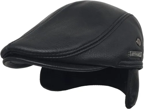 Vista 4 de LETHMIK Sombrero Plano de taxista en Piel Auténtica clásico Newsboy Cap Ivy de conducir