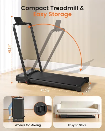 Vista 8 de FUNMILY Almohadilla para caminar y correr con inclinación, cintas de correr plegables para oficina en casa, almohadilla portátil para caminar