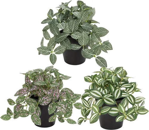 Vista 11 de Hollyone Plantas falsas, 2 paquetes de plantas artificiales de interior con maceta de plástico blanco, pequeña planta falsa en maceta para el hogar