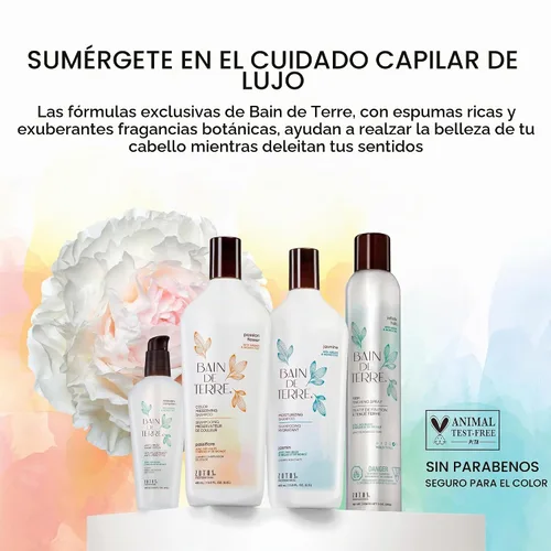 Vista 7 de Bain de Terre Champú largo y saludable con aceite de almendras dulces, fuerza y protección para cabello débil y dañado, con aceites de argán