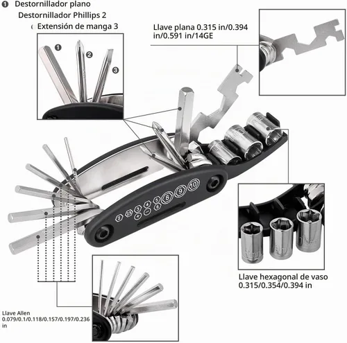 Vista 3 de Oumers Kit de reparación de mecánico de ciclismo multifunción con palanca de neumático de 3 piezas, 5 piezas de parches de neumáticos para raspador
