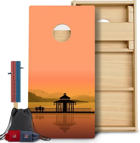 Vista 32 de CornholeGamesUSA Pro - Juego de tablas de Cornhole Fabricado en Estados Unidos Abedul báltico 3/4 Sin rebote Patas triples gruesas Dos 132