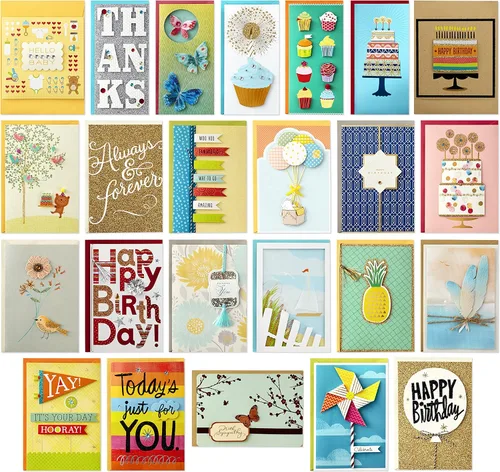 Vista 2 de Hallmark Juego de tarjetas de felicitación surtidas hechas a mano para todas las ocasiones (paquete de 24) para felicitaciones de cumpleaños