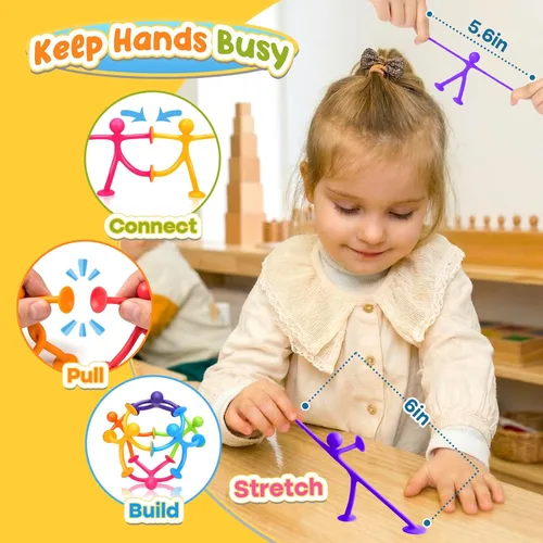 Vista 3 de OleOletOy Juguetes Fidget de Succión para Niños: Paquete de 21 Juguetes de Personas con Ventosa - Juguetes Fidget a Granel Juguetes de Caja