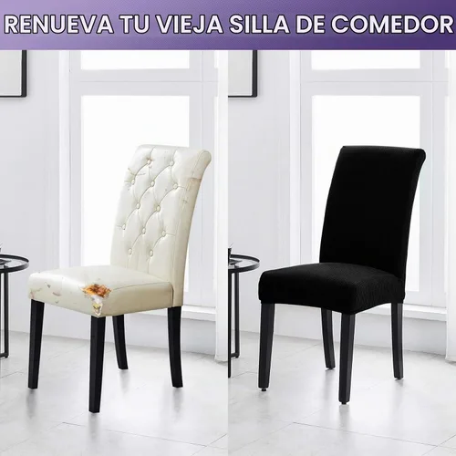 Vista 6 de Joccun - Juego de 2 fundas para sillas de comedor, fundas elásticas para sillas de comedor, fundas de asiento para sillas de comedor, funda de Negro