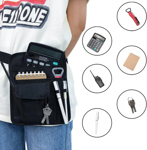 Vista 4 de BVMAG Bolsa de servidor con cintura para restaurante con hebilla de cinturón ajustable para camarera pequeña