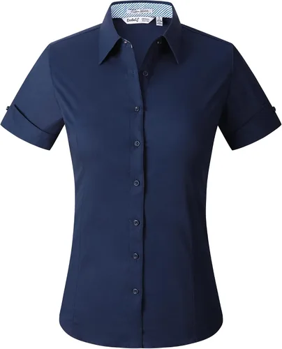Vista 11 de Esabel.C - Camisa de trabajo con botones de manga larga para mujer, elástica, corte regular