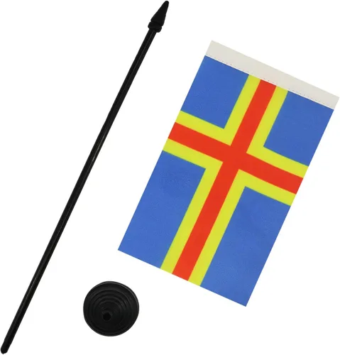 Vista 4 de AZ FLAG Aland Table Flag 4x6 in 100D Polyester Plastic Base Indoor use Finnish 15x10 cm desk flag stitched finish with reinforced edges with