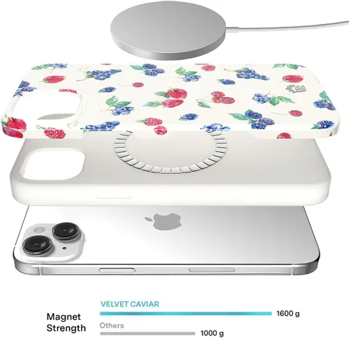 Vista 3 de VELVET CAVIAR Funda para iPhone 15, compatible con MagSafe, probada en caídas de 10 pies, Berry Baby
