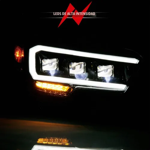 Vista 6 de ANZO USA 111496 TOYOTA TACOMA 16-22 LED PROYECTOR FAROS ESTILO PLANK BLACK W/AMBER (PARA HALÓGENO DRL)