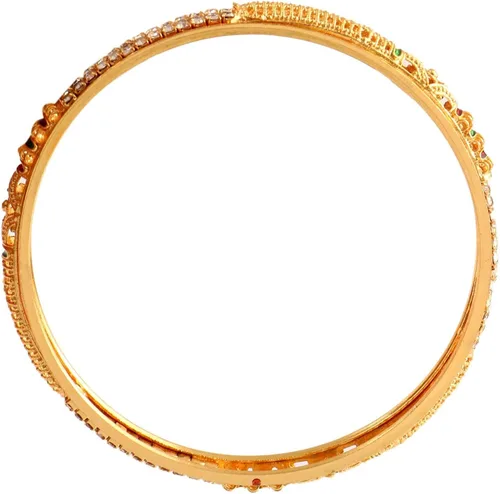 Vista 4 de Brazaletes indio Rajasthani hecho a mano Meena Trabajo chapado en oro tamaño del anuncio 2.8 pulgadas tamaño normal tradicional joyería regalo boda