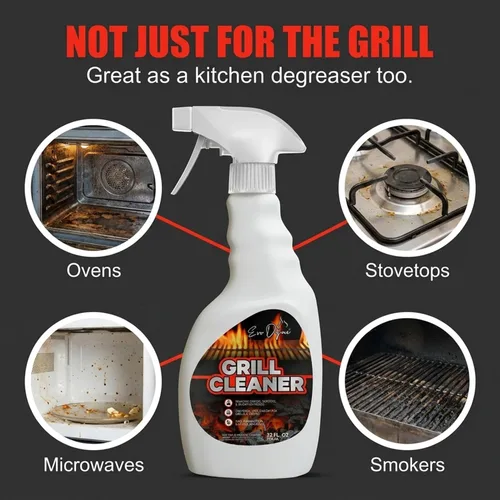 Vista 4 de Evo Dyne Spray limpiador de parrilla (32 onzas), fabricado en Estados Unidos, limpia rápidamente los alimentos quemados y la grasa de las rejillas