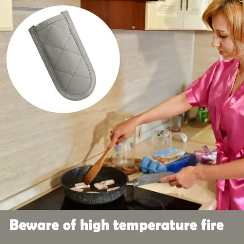 Vista 2 de Patelai 4 fundas para mango de sartén de hierro fundido, fundas resistentes al calor, funda para sartén caliente, soporte antideslizante