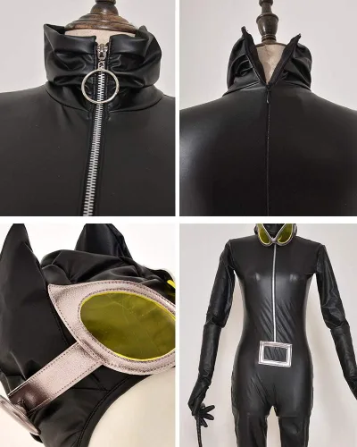 Vista 4 de miccostumes Disfraz de superhéroe para mujer, disfraz de cosplay con látigo
