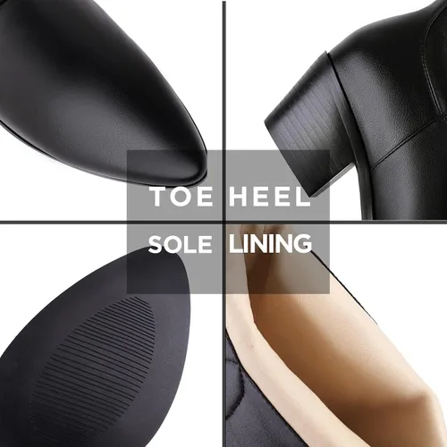 Vista 3 de STALOV Botas vaqueras bordadas para mujer, botas vaqueras de moda con punta occidental de tacón grueso, botas vaqueras altas hasta la rodilla