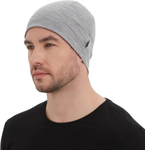 Vista 2 de Gorro de lana merina, gorra ligera para correr, transpirable, gorro de dormir para hombres y mujeres