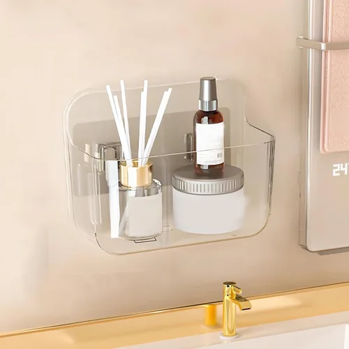 Vista 11 de Diesisa Organizador de Pared de 2 Piezas de Acrílico, Organizador Adhesivo Transparente para Puerta de Gabinete, Estantes de Baño para Pared, Sin