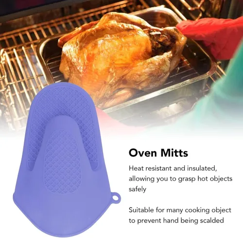 Vista 3 de Cyrank 2 pares de mini guantes de horno, guantes de silicona para horno de cocina, resistentes al calor y al deslizamiento, manoplas de horno