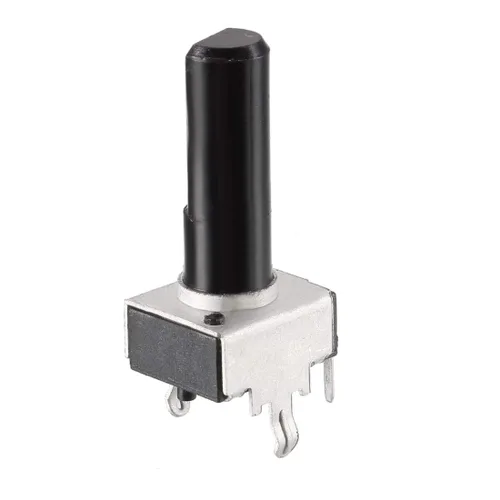 Vista 3 de uxcell Potenciómetro de película de carbono resistencias variables de 100 K ohmios de una sola vuelta giratoria medio eje D tipo D diseño 5 unids
