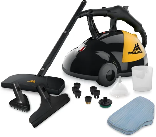 Vista 7 de McCulloch MC1230 - Limpiadora de vapor de mano, tiempo de ejecución de 10 minutos, 11 accesorios: boquilla de chorro, cepillos y más - Construido