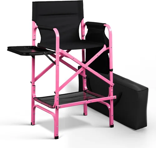 Vista 13 de mefeir Silla de Director de 30" Plegable Negra con Mesa Lateral y Bolsa de Almacenamiento, Altura de Barra Portátil para Artista de Maquillaje