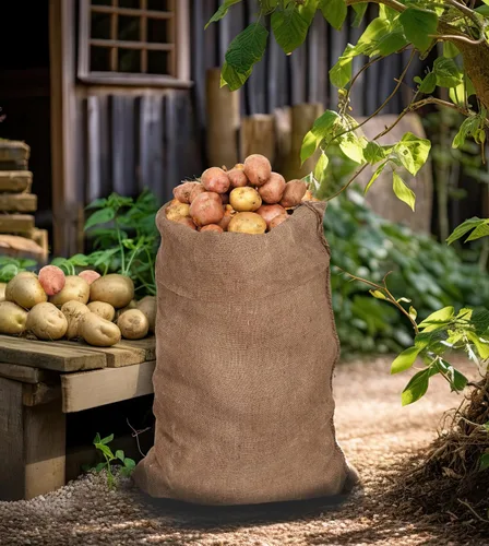 Vista 6 de Bolsa de patatas de 24 x 39 pulgadas, de Cotton Craft, hecha de arpillera 100 % natural, ecológica, resistente, pack por 4