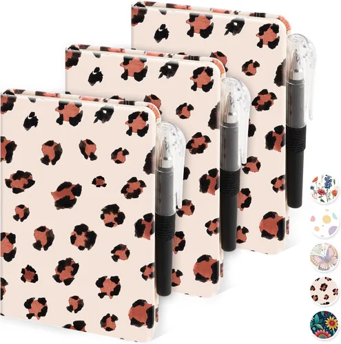 Vista 29 de Paquete de 3 cuadernos rayados con bolígrafo, cuadernos A5 (5.7 x 8.4 pulgadas) de tapa dura de cuero para mujeres y hombres, trabajo, 160 páginas