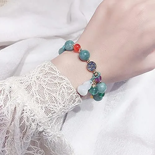 Vista 4 de Feng Shui - Pulsera china Wu LouHu Lou hecha a mano para salud y protección, Ágata