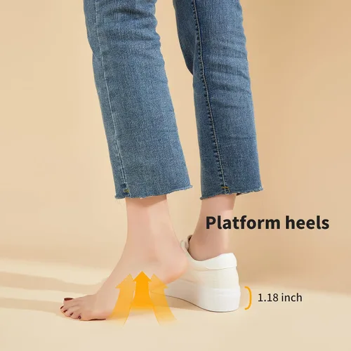 Vista 2 de THATXUAOV Zapatillas de deporte de plataforma para mujer, zapatos de tenis blancos casuales de moda