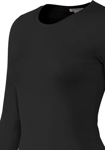 Vista 4 de Bozzolo Camiseta básica de manga larga con cuello redondo cálido suave y elástico para mujer
