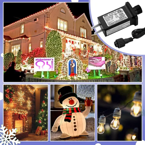 Vista 7 de 2 Piezas Fuente de Alimentación Clase 2 con 2 Cables de Extensión Transformador LED de Repuesto para Luces de Cadena de Navidad Controlador LED IP44