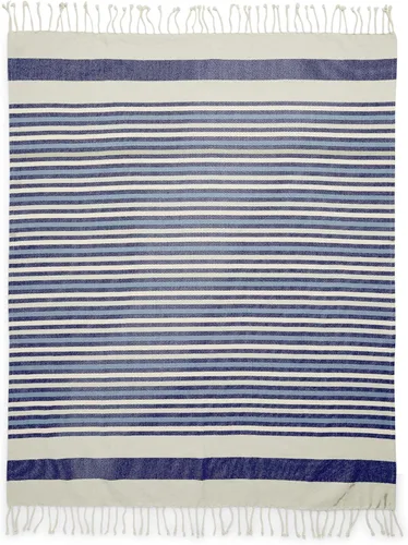 Vista 3 de Vera Bradley Manta de algodón reciclado para interiores y exteriores para mujer Seaside Stripe Navy - Algodón reciclado