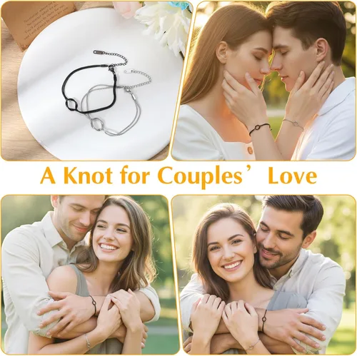 Vista 2 de Tyqour Pulseras a juego para parejas, regalos de cumpleaños para novio, novia, él, ella, a juego, pulseras de pareja para novio y novia, pulsera