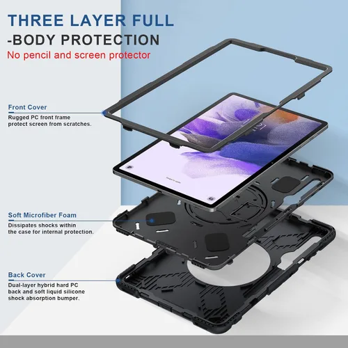 Vista 6 de SUPFIVES Funda para Samsung Galaxy Tab S7 FE/ S8 Plus de 12.4 pulgadas: [Grado militar mejorado] Funda protectora de silicona suave de cuerpo