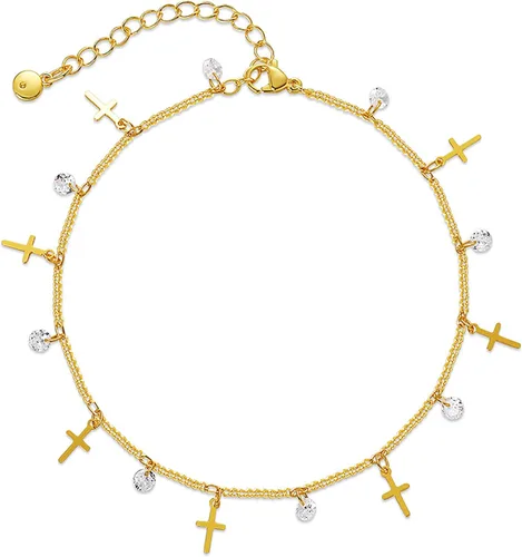 Vista 43 de Tobillera para mujer, chapada en oro de 18 quilates, tobillera con dije de oro, impermeable, para verano, playa, cadena de pie, joyería para regalos