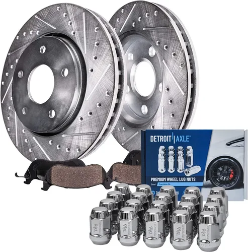 Vista 11 de Detroit Axle - Kit de frenos delanteros para Nissan Altima 2002-2006, Maxima 2002-2003, Infiniti I35 2002-2004, Rotores de freno de disco estriados