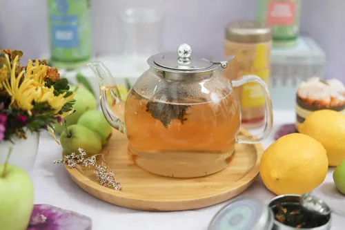 Vista 3 de Teabloom Dublin - Tetera de vidrio de borosilicato de primera calidad con infusor inoxidable extraíble, apta para estufa, ideal para té de hojas