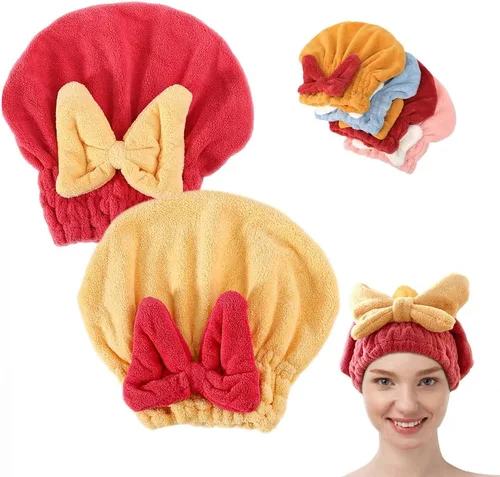 Vista 8 de 2 toallas absorbentes para el cabello húmedo, toalla de microfibra para el cabello para mujer, de secado rápido, toallas gruesas para el cabello