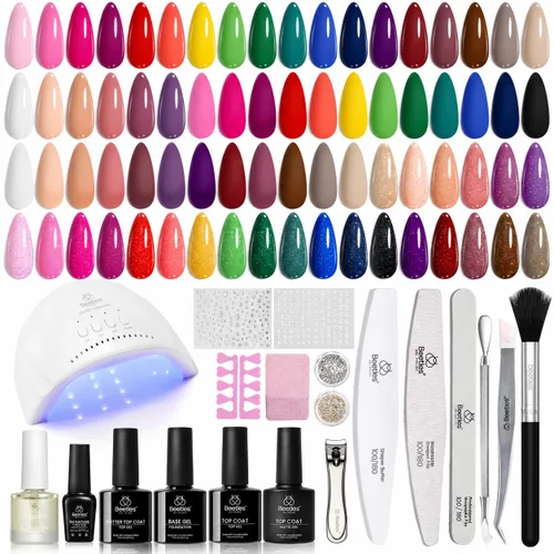 Vista 9 de Beetles - Kit de esmalte de uñas de gel con luz UV, 54 piezas, 32 colores A - Multicolor-32-54