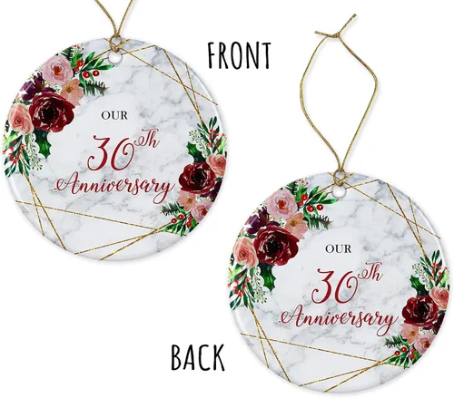 Vista 3 de KrysDesigns Adorno de 30 aniversario de boda, regalo – Navidad 30 años pareja casada 30 treinta años mamá papá padres ambos lados