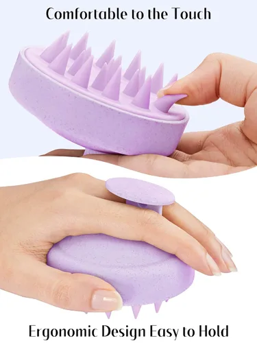 Vista 7 de HEETA Masajeador de cuero cabelludo para el crecimiento del cabello, cerdas de silicona suaves para eliminar la caspa y aliviar la picazón