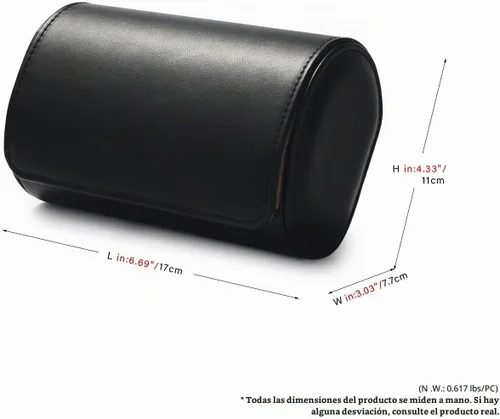 Vista 4 de Funda de viaje para reloj de 2 ranuras, rollo de piel sintética con almohadas extraíbles