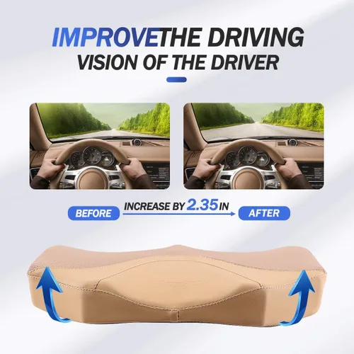 Vista 2 de Cojín de asiento de automóvil, cómodo cojín de espuma viscoelástica para conducir, cojín de cuña de elevación automática para aliviar el dolor