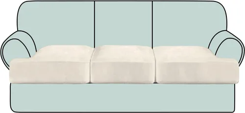 Vista 26 de Fundas de cojín de terciopelo elástico de lujo para sofá, juego de 3 piezas para sofás en forma de T, fundas antideslizantes y lavables, protector